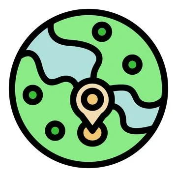 Global positioning system tracking location on green planet earth icon Stock Illustration