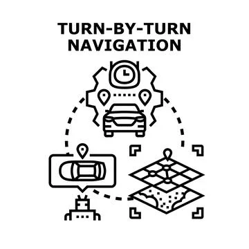 Global positioning system turn by turn navigation concept Stock Illustration