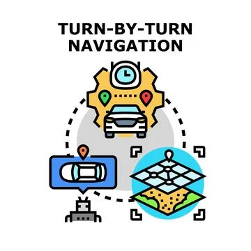 Global positioning system turn by turn navigation concept Stock Illustration