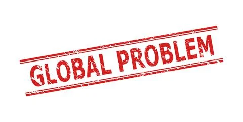 GLOBAL PROBLEM Seal with Grunge Surface and Double Parallel Lines Illustrazione stock
