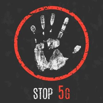 Global problems of humanity. Stop 5g technology. Illustration
