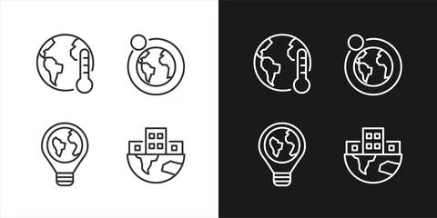 Global problems pixel perfect linear icons set for dark, light mode Illustrazione stock