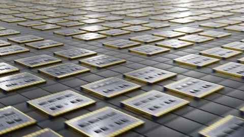 Global production of microchips at the factory Stock Footage 189419791