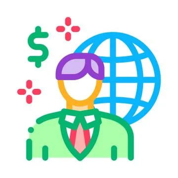 Global profession representative realtor icon vector outline illustration Stock Illustration