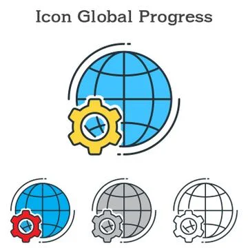 Global Progress flat icon design for info graphics and businesses Stock Illustration