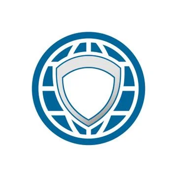 Global protection logo inside circle vector illustration isolated on white ba Stock Illustration