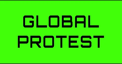 Global protest text green screen, masked glitched effect. Stock Footage 132617685