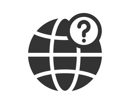 Global question mark icon. Represents uncertainty, international issues, FA.. Stock Illustration