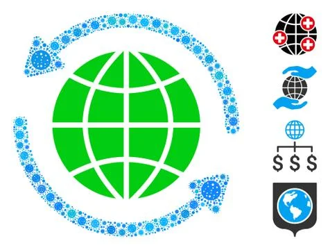 Global Refresh Collage of CoronaVirus Icons Stock Illustration