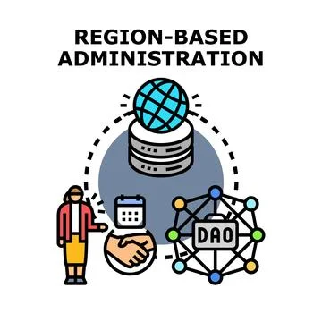 Global region based administration and decentralized management system Stock Illustration