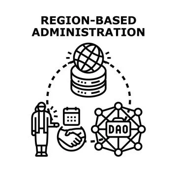 Global region based administration and decentralized management system Stock Illustration
