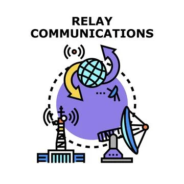 Global relay communications network transmitting data connection Stock Illustration