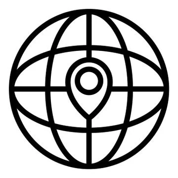 Global relocation icon, outline style Stock Illustration