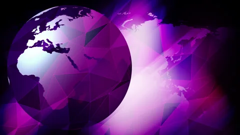 Global report current events and world affairs, rotating globe by news media's Stock Footage 255784307