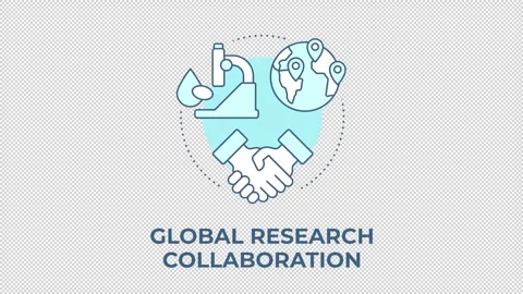 Global research collaboration blue concept icon animation Stock Footage 344175565