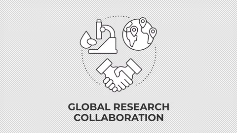 Global research collaboration line concept icon animation Stock Footage 340576273