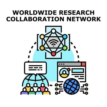 Global research collaboration network for online connection Stock Illustration