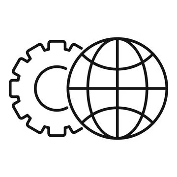 Global restructuring icon, outline style Stock Illustration