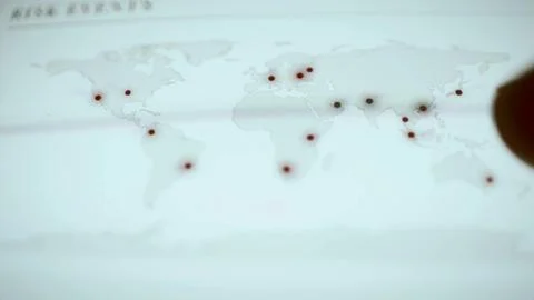 Global risk events map with red markers Stock Photos