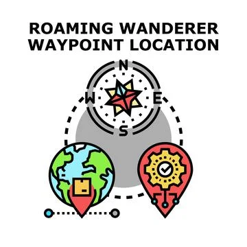 Global roaming wanderer waypoint tracing digital location Stock Illustration