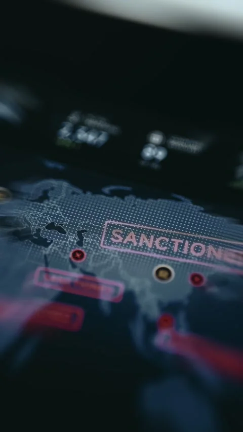 Global Sanctions Map with Multiple Country Labels Vídeo Stock 339426278