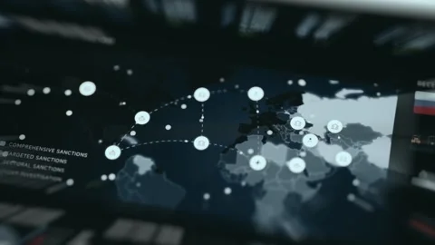 Global Sanctions Network Map with Connected Countries Stock Footage 339426065