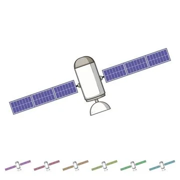 Global satellite cartoon vector graphic Stock Illustration