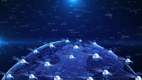 Global satellite chain satellite coverage Stock Footage 182301603