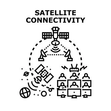 Global satellite connectivity providing remote communication networks Stock Illustration