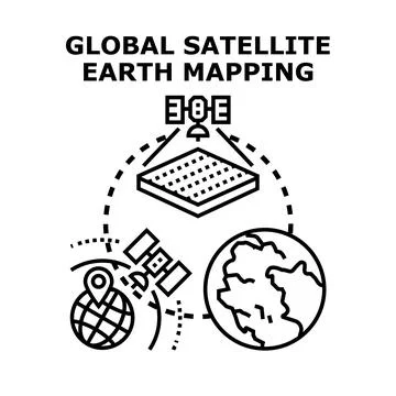 Global satellite earth mapping and positioning technology 库存插图