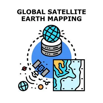 Global satellite earth mapping and data analytics Stock Illustration