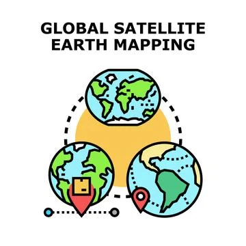 Global satellite earth mapping and navigation system concept Stock Illustration