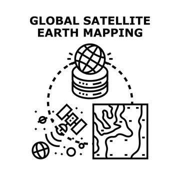 Global satellite earth mapping and data analytics Stock Illustration