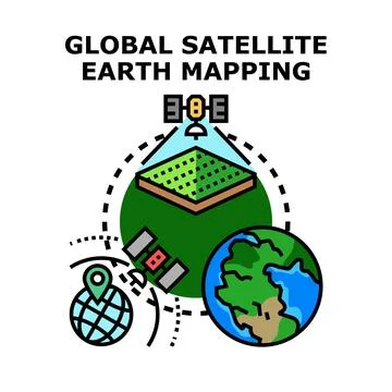 Global satellite earth mapping and positioning technology Stock Illustration