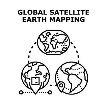 Global satellite earth mapping and navigation system concept Stock Illustration