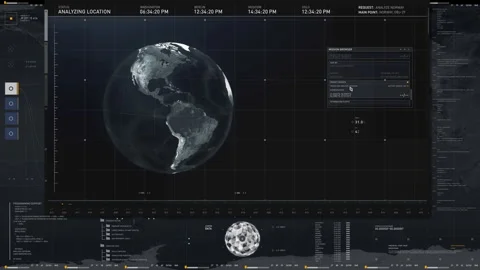 Global Satellite Search Network Scanning Guarded Enemy Air Base Location Stock Footage 303562016