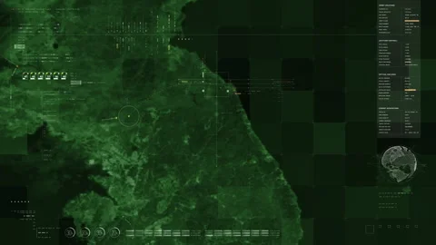 Global satellite surveillance map North Korea Stock Footage 340605992