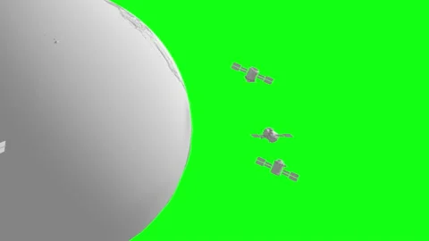 Global satellite system in light gray style of flying satellites around the g Stock Footage 155379934