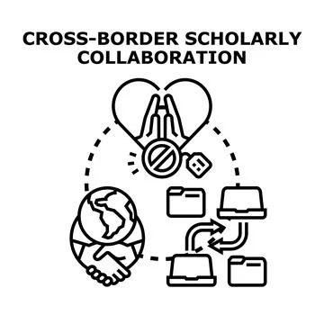 Global scholarly collaboration and knowledge exchange concept Stock Illustration