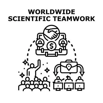 Global scientific team collaborating on research and innovation 스톡 일러스트