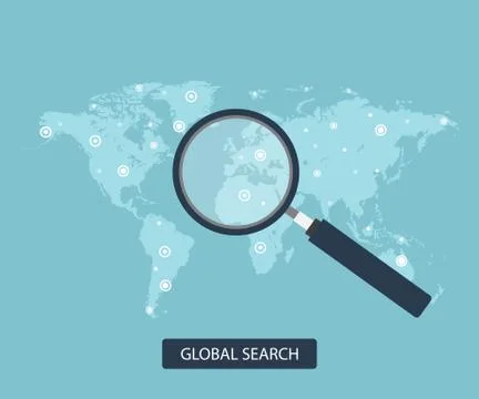 Global search concept. Vector illustration in flat design. Stock Illustration