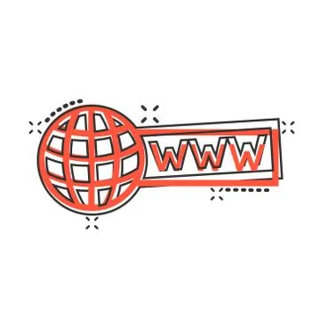 Global search icon in comic style. Website address cartoon vector illustratio Illustrazione stock