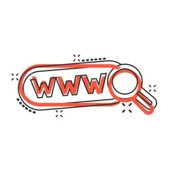 Global search icon in comic style. Website address cartoon vector illustratio Stock-Illustration