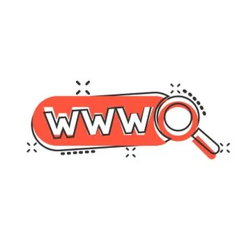 Global search icon in comic style. Website address cartoon vector illustratio Stock-Illustration