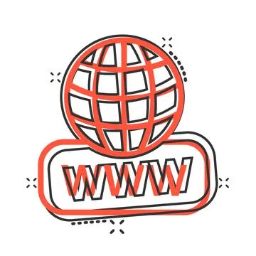 Global search icon in comic style. Website address cartoon vector illustratio Stock-Illustration