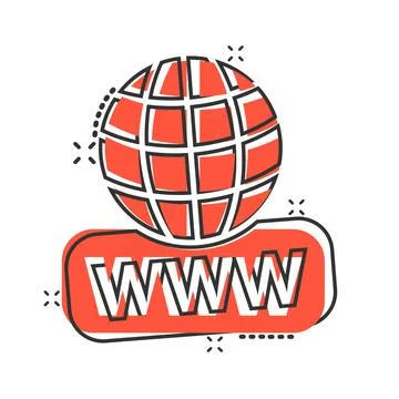 Global search icon in comic style. Website address cartoon vector illustratio Stock-Illustration