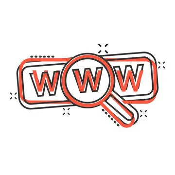 Global search icon in comic style. Website address cartoon vector illustratio Stock Illustration