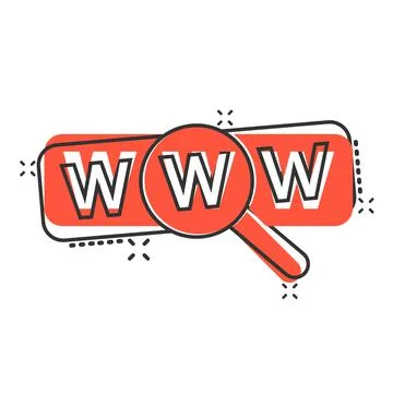 Global search icon in comic style. Website address cartoon vector illustratio Stock-Illustration