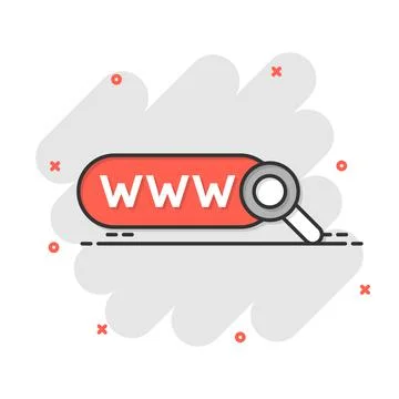 Global search icon in comic style. Website address cartoon vector illustratio Stock-Illustration