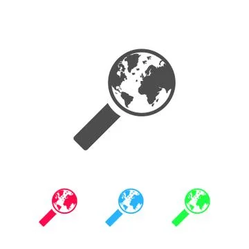 Global search icon flat Stock Illustration